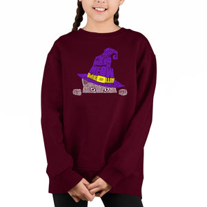 Peeking Witch Cat - Girl's Word Art Crewneck Sweatshirt