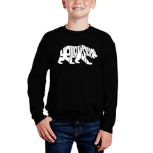 Load image into Gallery viewer, Yellowstone Bear - Boy's Word Art Crewneck Sweatshirt