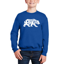 Load image into Gallery viewer, Yellowstone Bear - Boy's Word Art Crewneck Sweatshirt