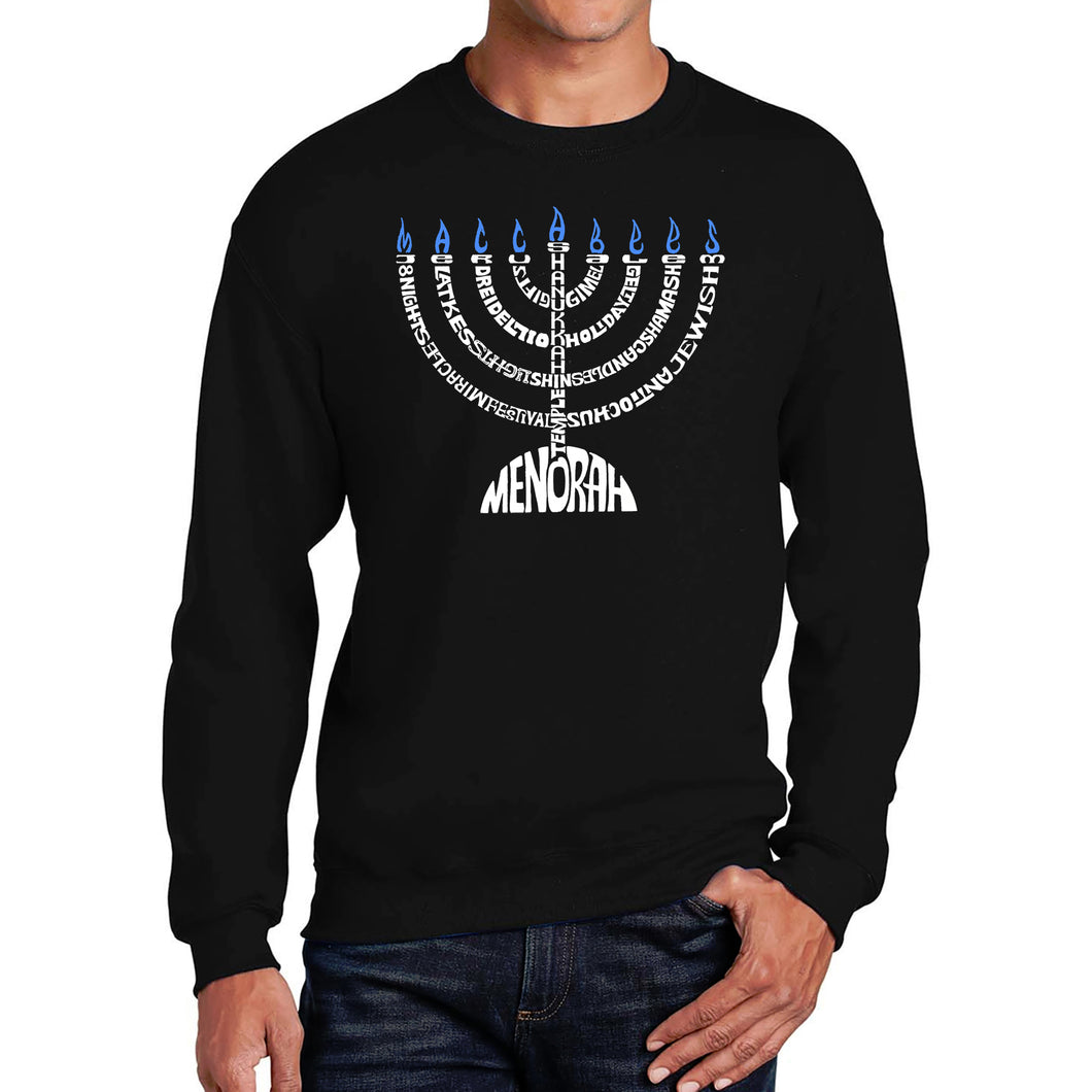 Hanukkah Menorah - Men's Word Art Crewneck Sweatshirt