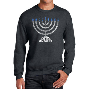 Hanukkah Menorah - Men's Word Art Crewneck Sweatshirt