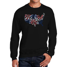 Load image into Gallery viewer, USA Fireworks - Men's Word Art Crewneck Sweatshirt