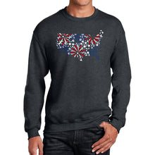 Load image into Gallery viewer, USA Fireworks - Men's Word Art Crewneck Sweatshirt