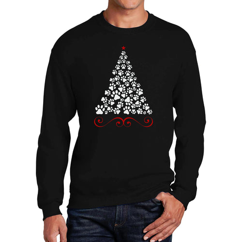 Paw Christmas Tree - Men's Word Art Crewneck Sweatshirt