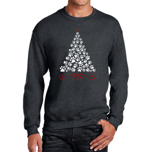 Paw Christmas Tree - Men's Word Art Crewneck Sweatshirt