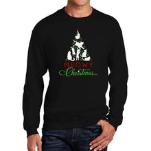 Load image into Gallery viewer, Meowy Christmas Tree - Men&#39;s Word Art Crewneck Sweatshirt