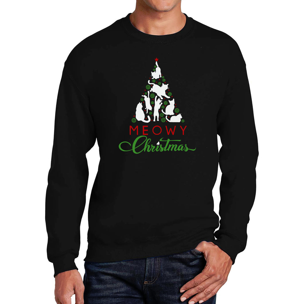 Meowy Christmas Tree - Men's Word Art Crewneck Sweatshirt