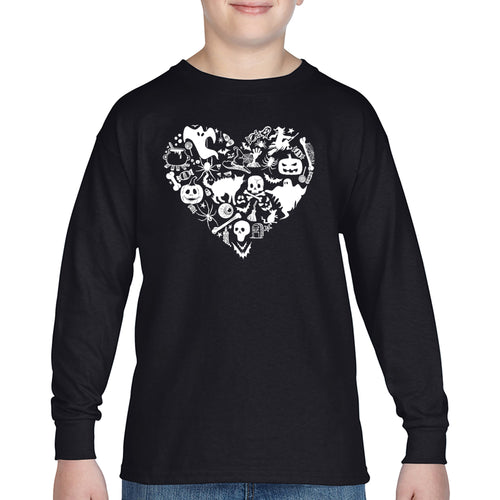 Halloween Heart - Boy's Word Art Long Sleeve T-Shirt