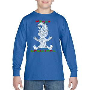 Christmas Elf - Boy's Word Art Long Sleeve T-Shirt