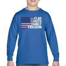 Load image into Gallery viewer, Faith Flag - Boy's Word Art Long Sleeve T-Shirt