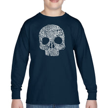 Load image into Gallery viewer, Flower Skull  - Boy&#39;s Word Art Long Sleeve