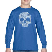 Load image into Gallery viewer, Flower Skull  - Boy&#39;s Word Art Long Sleeve