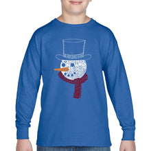 Load image into Gallery viewer, Snowman Face - Boy's Word Art Long Sleeve T-Shirt
