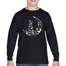 Load image into Gallery viewer, Cat Sitting On Moon - Boy's Word Art Long Sleeve T-Shirt
