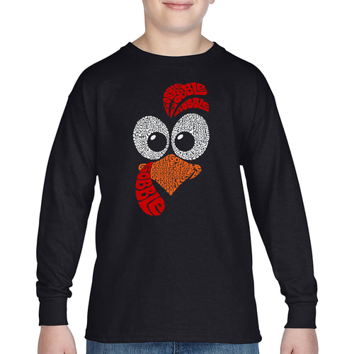 Turkey Face - Boy's Word Art Long Sleeve T-Shirt