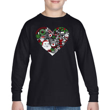 Load image into Gallery viewer, Christmas Themed Heart - Boy's Word Art Long Sleeve T-Shirt
