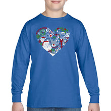 Load image into Gallery viewer, Christmas Themed Heart - Boy's Word Art Long Sleeve T-Shirt