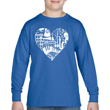 Load image into Gallery viewer, Musical Instrument Heart - Boy's Word Art Long Sleeve T-Shirt