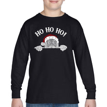 Load image into Gallery viewer, Peeking Santa - Boy&#39;s Word Art Long Sleeve T-Shirt