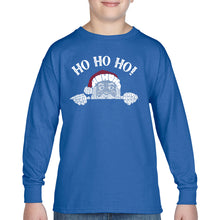 Load image into Gallery viewer, Peeking Santa - Boy&#39;s Word Art Long Sleeve T-Shirt