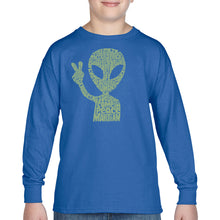 Load image into Gallery viewer, Peace Alien - Boy's Word Art Long Sleeve T-Shirt