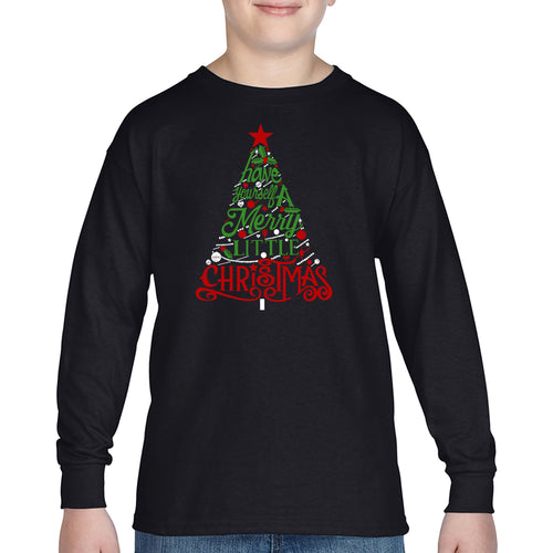 Have Yourself a Merry Little Christmas - Boy's Word Art Long Sleeve T-Shirt