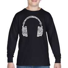 Load image into Gallery viewer, Mood Headphones - Boy's Word Art Long Sleeve T-Shirt