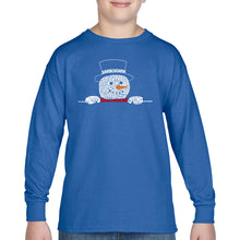 Load image into Gallery viewer, Peeking Snowman - Boy's Word Art Long Sleeve T-Shirt