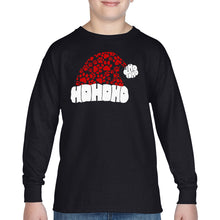 Load image into Gallery viewer, Paw Print Santa Hat - Boy's Word Art Long Sleeve T-Shirt