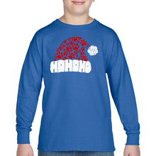 Load image into Gallery viewer, Paw Print Santa Hat - Boy's Word Art Long Sleeve T-Shirt