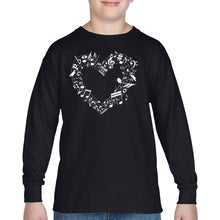 Load image into Gallery viewer, Sheet Music Heart - Boy's Word Art Long Sleeve T-Shirt