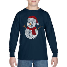 Load image into Gallery viewer, Christmas Snowman - Boy&#39;s Word Art Long Sleeve T-Shirt