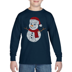 Christmas Snowman - Boy's Word Art Long Sleeve T-Shirt