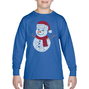 Christmas Snowman - Boy's Word Art Long Sleeve T-Shirt