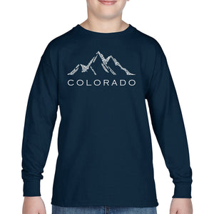 Colorado Ski Towns  - Boy's Word Art Long Sleeve