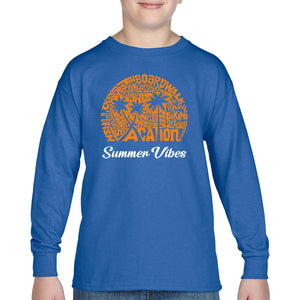 Summer Vibes - Boy's Word Art Long Sleeve T-Shirt