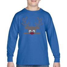 Load image into Gallery viewer, Peeking Reindeer - Boy's Word Art Long Sleeve T-Shirt