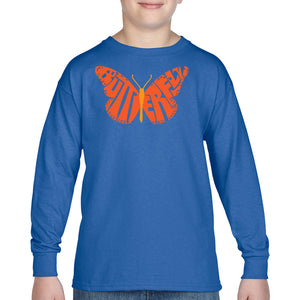 Butterfly - Boy's Word Art Long Sleeve T-Shirt