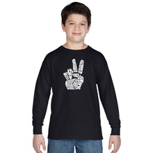 Load image into Gallery viewer, PEACE FINGERS - Boy&#39;s Word Art Long Sleeve