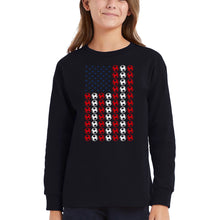 Load image into Gallery viewer, Soccer Flag - Girl's Word Art Long Sleeve T-Shirt
