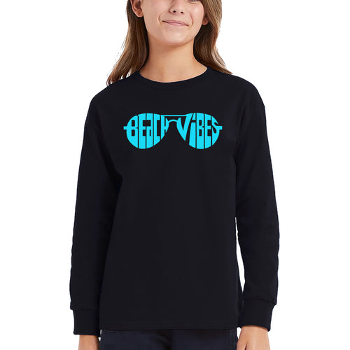 Beach Vibes - Girl's Word Art Long Sleeve T-Shirt