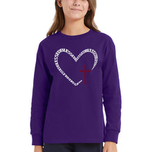 Load image into Gallery viewer, Blessed Heart - Girl's Word Art Long Sleeve T-Shirt