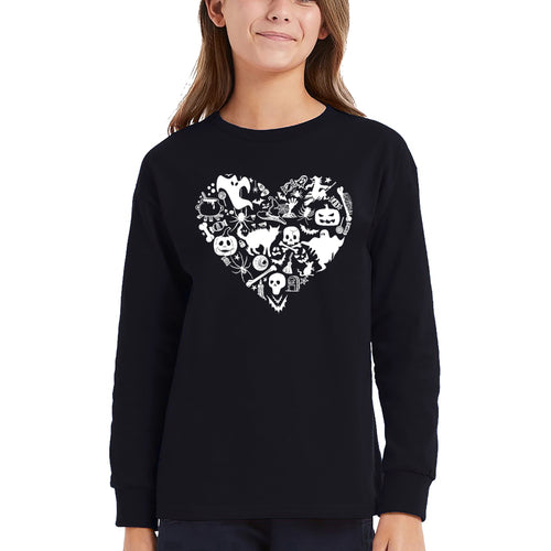 Halloween Heart - Girl's Word Art Long Sleeve T-Shirt