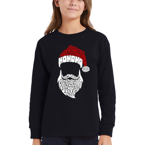 Feliz Navidad Santa Claus - Girl's Word Art Long Sleeve T-Shirt