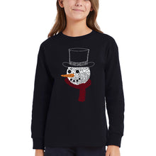 Load image into Gallery viewer, Snowman Face - Girl's Word Art Long Sleeve T-Shirt