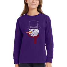 Load image into Gallery viewer, Snowman Face - Girl's Word Art Long Sleeve T-Shirt