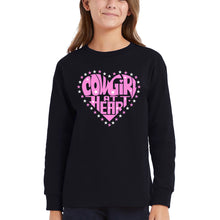 Load image into Gallery viewer, Cowgirl at Heart - Girl's Word Art Long Sleeve T-Shirt