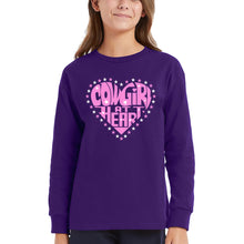 Load image into Gallery viewer, Cowgirl at Heart - Girl's Word Art Long Sleeve T-Shirt