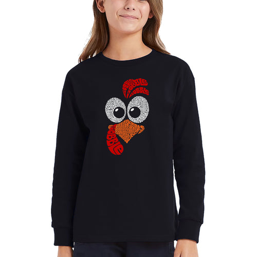 Turkey Face - Girl's Word Art Long Sleeve T-Shirt