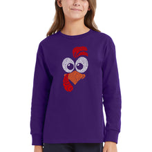 Load image into Gallery viewer, Turkey Face - Girl&#39;s Word Art Long Sleeve T-Shirt